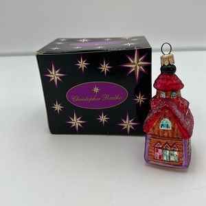Christopher Radko Gingerbread Chapel Church Glass Christmas Ornament